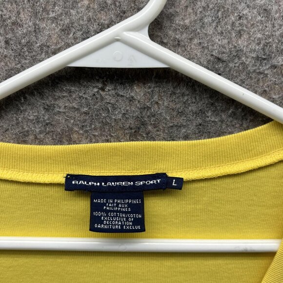Ralph Lauren Shirt Women Large Ladies Yellow V Neck Sport Pony Preppy - Picture 4 of 11